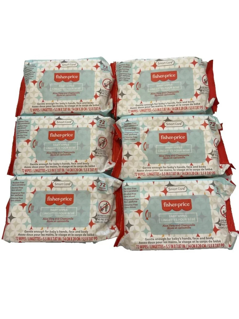 Bundle - 6 pks Fisher-Price Baby Wipes Fragrance-Free Aloe Chamomile 72ct
